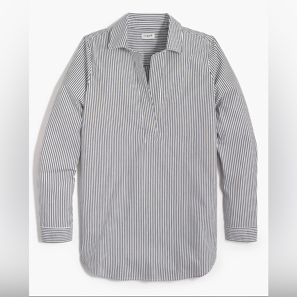 J. Crew High-low Popover Tunic Top Gray & White Stripe STYLE #AS372 Size MP - Picture 1 of 11